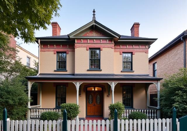Restored heritage facade with a modern extension visible at the rear.