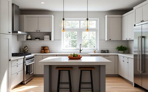 A beautifully renovated modern kitchen.